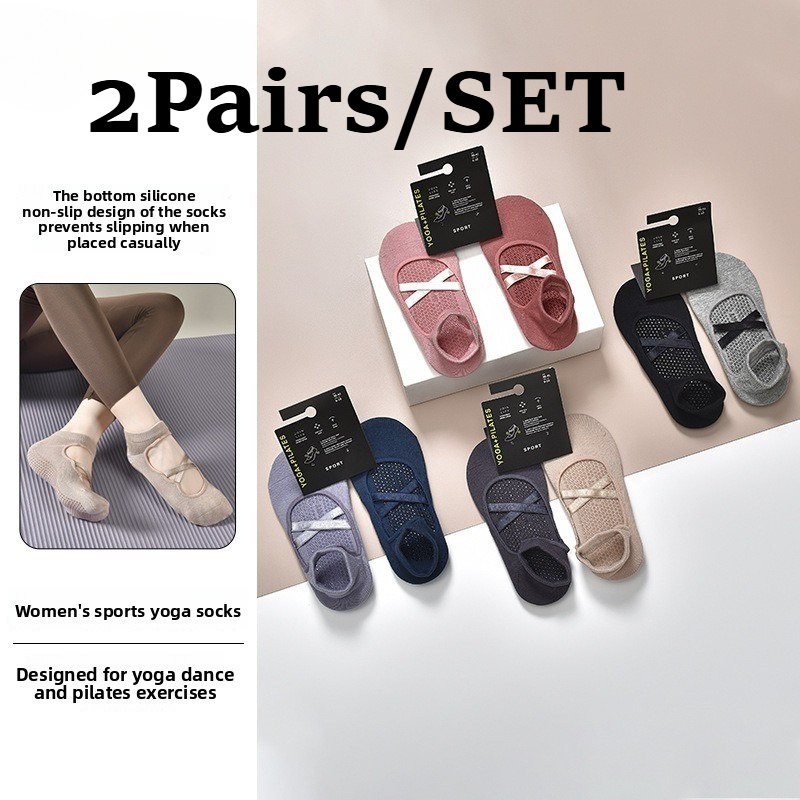 Medias Para Pilates Y Yoga - 2 쌍 통기성 면 땀 흡수