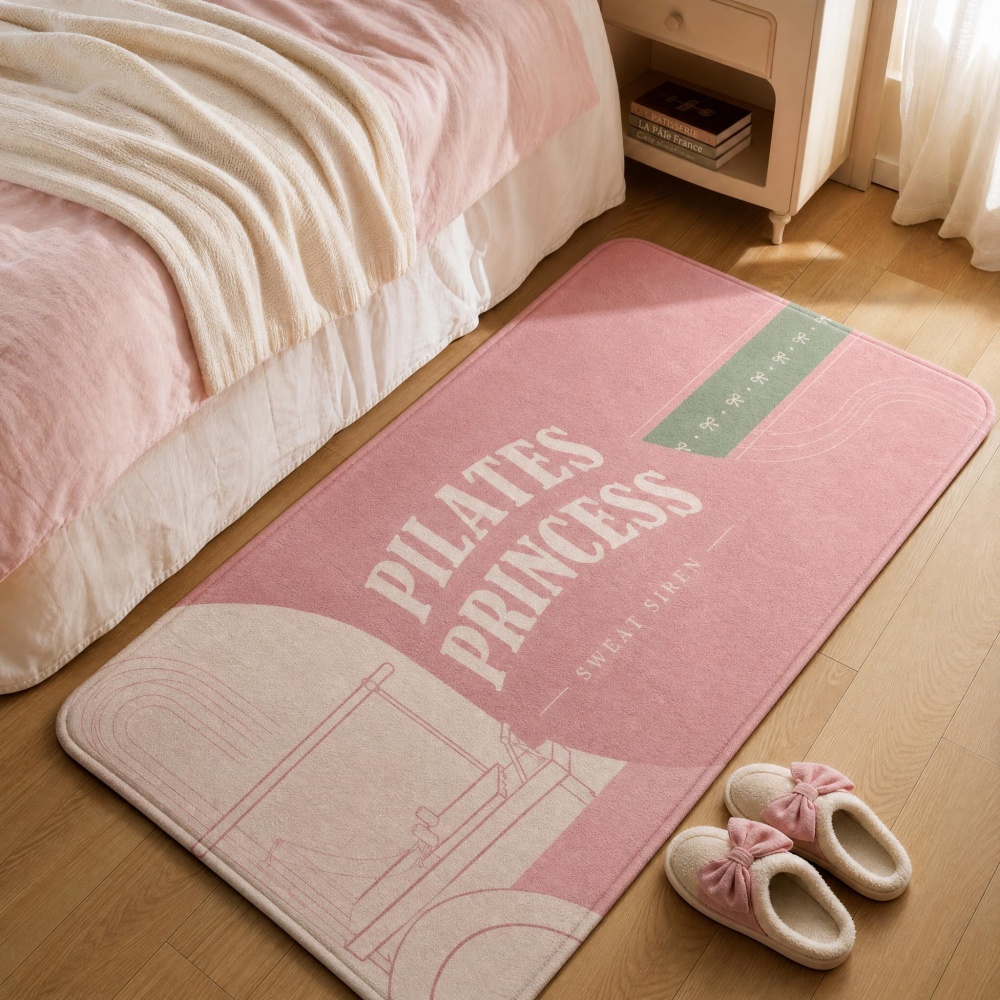 Pilates Yoga Garage - 부드러운 플란넬 직사각형 바닥 러그 핑크