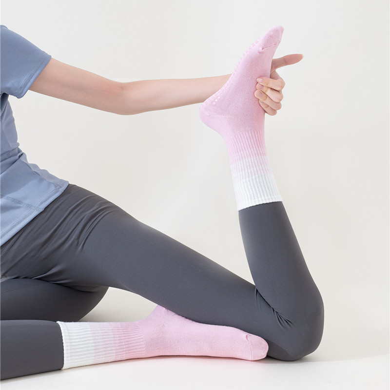 여자 양말 점진적 변화 색상 핑크 재미있는 양말 피트니 - Yoga Pilates Girl 리뷰 및 가격