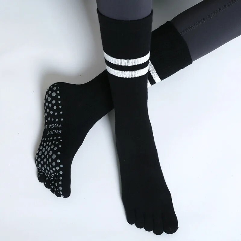 여성 통기성 요가 양말 미드 튜브 미끄럼 방지 다섯 손 - Medias Para Pilates Y Yoga 리뷰 및 가격