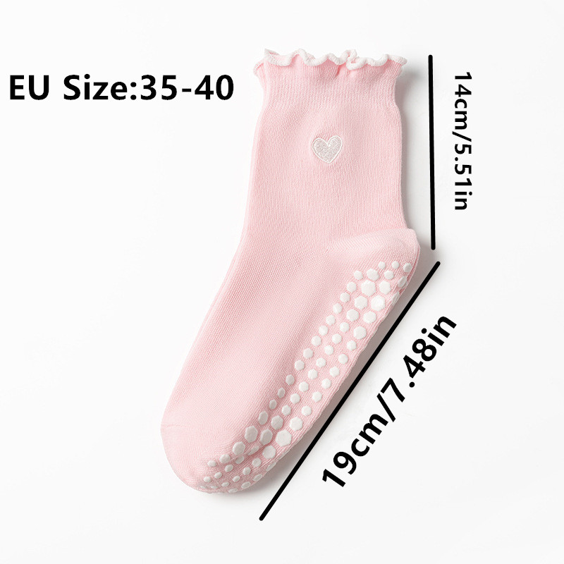3 쌍 여성 하트 패턴 프릴 요가 필라테스 양말 미끄럼 - Medias Para Pilates Y Yoga 리뷰 및 가격