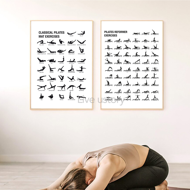 프레임리스 필라테스 운동 차트 포스터 캔버스 프린트,  - Pilates Yoga Workout 리뷰 및 가격